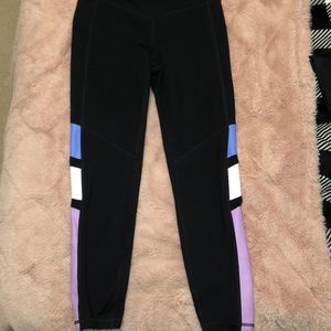 Athletic Black Leggings W/ Color